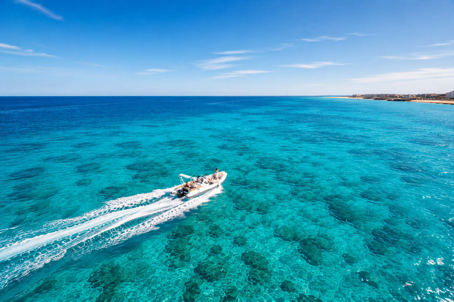 The Maro Redsea speedboat under way on the Red Sea off Hurghada