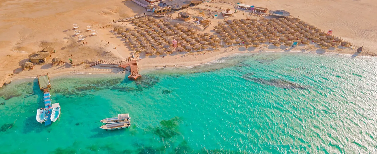 Aerial view of Paradise Island beach and lagoon