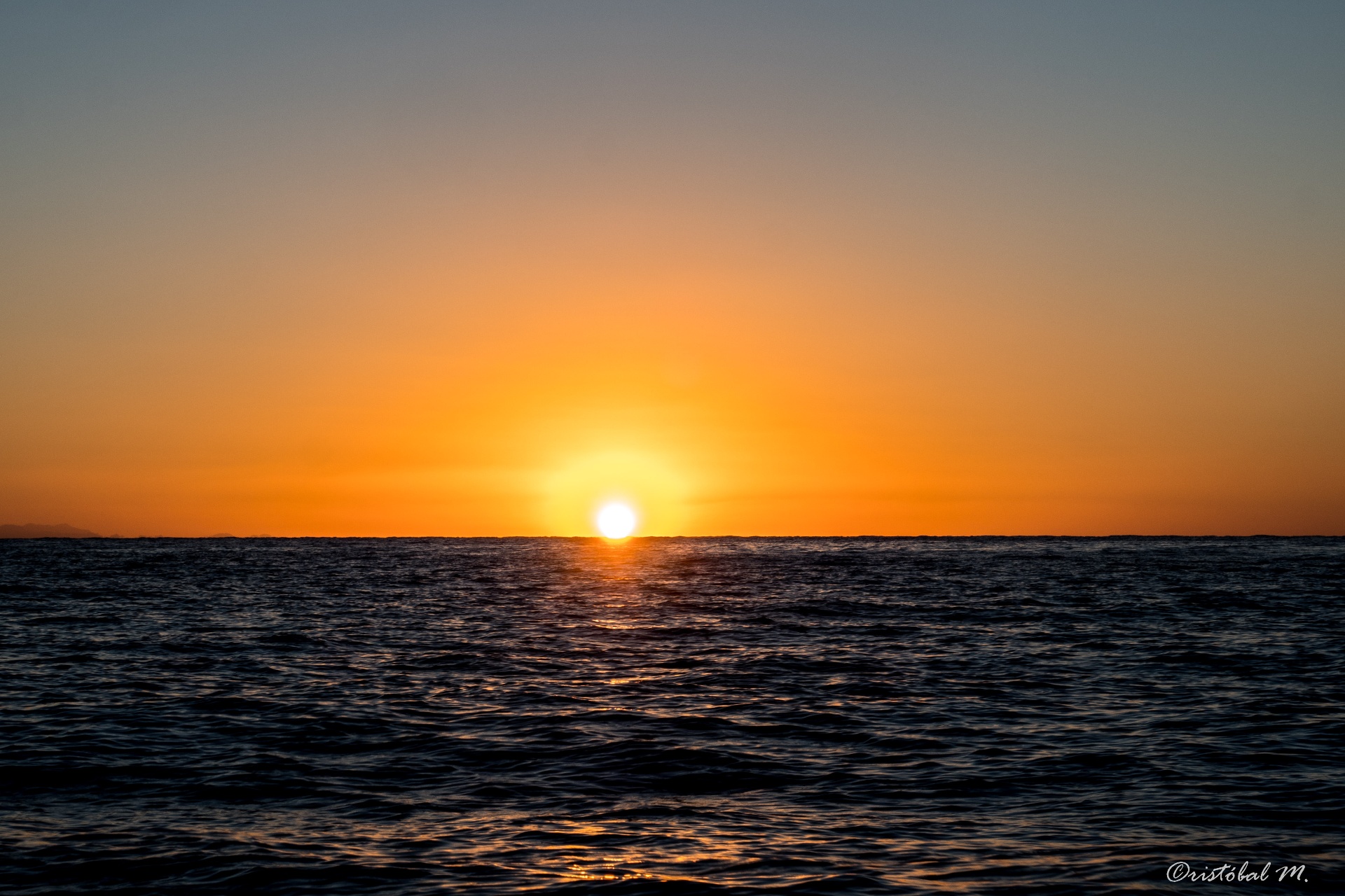 Calm Red Sea horizon at sunset