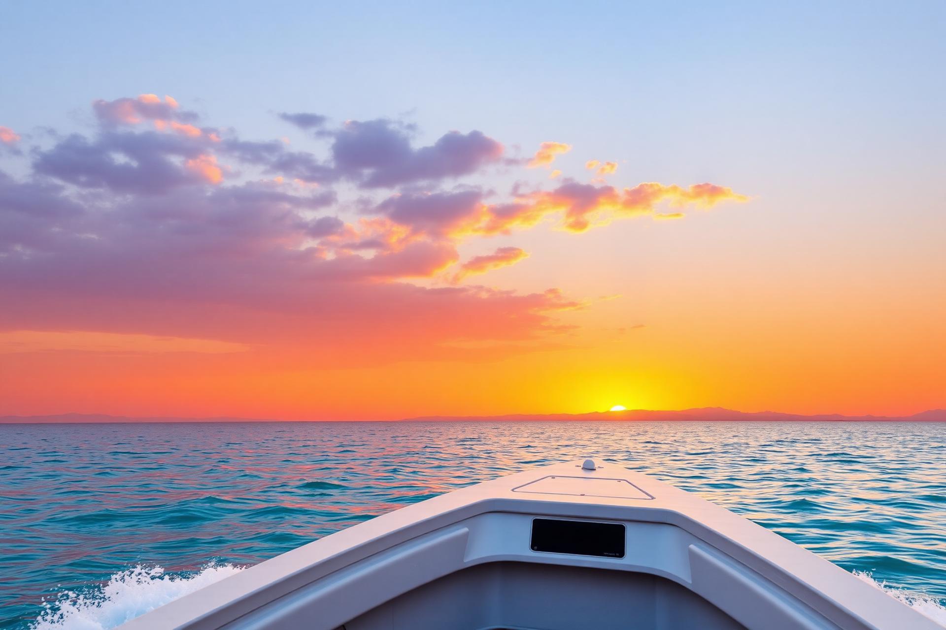 Maro Redsea speedboat in golden sunset light on calm Red Sea water