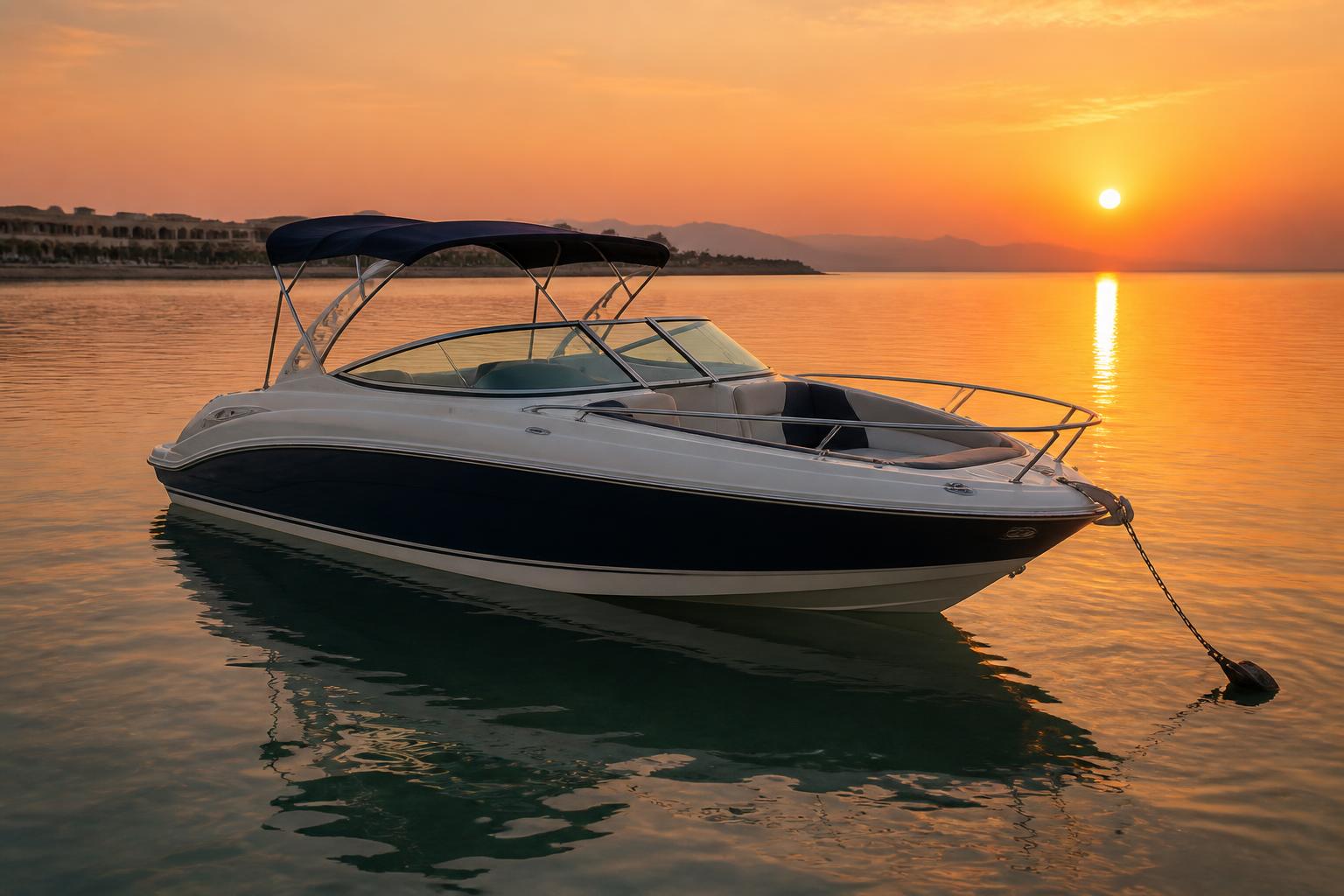 Maro Redsea speedboat deck during a private sunset cruise